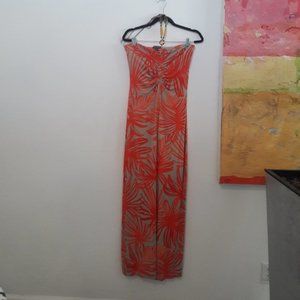 TOMMY BAHAMA MAXI DRESS NWOT Palm Leaf Tropical Beaded Halter